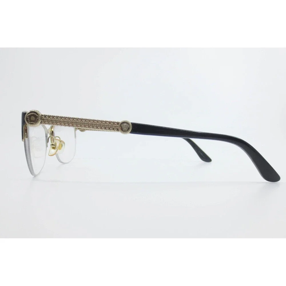 Versace Black Gold Medusa Chain Temple Cat Eye Eyeglasses Frames 53-17-140 Italy